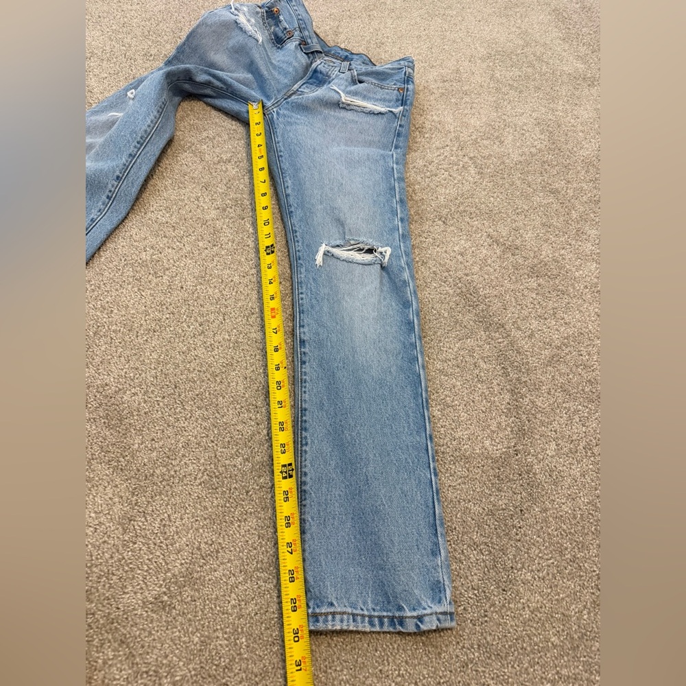 Levi's Women's 501 High Rise Straight Leg Jeans 24 X 30 Color Lane Change Ripped - Picture 11 of 13